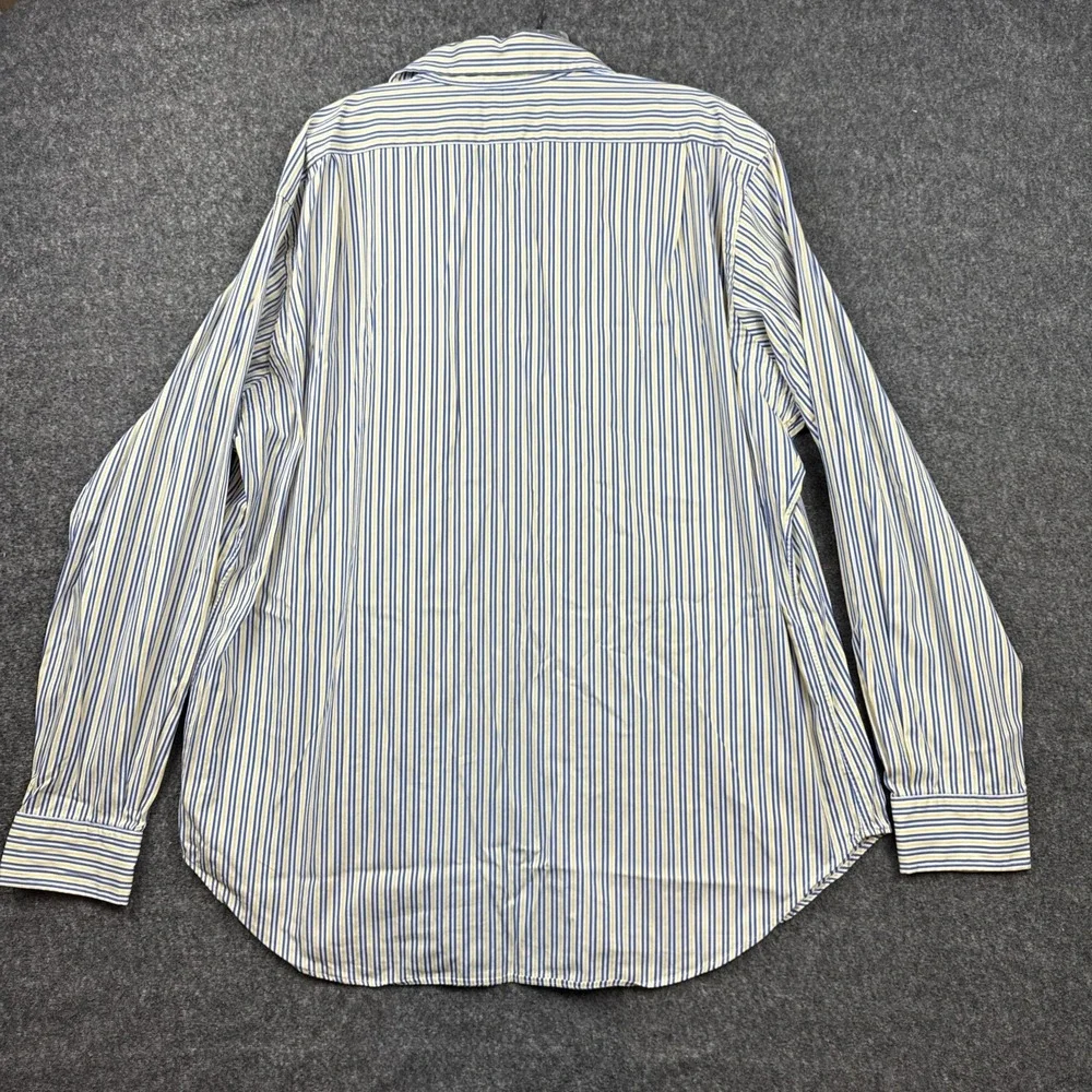 Polo Ralph Lauren Classic Fit Dress Shirt Mens XL Blue White Yellow‎ Stripe